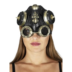 Metamorph Kostüm Steampunk Grenadier Kopfbedeckung, Retrofuturistische Kappe aus Latex schwarz