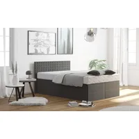 Westfalia Schlafkomfort Boxspringbett, grau (anthrazit), B:155cm L:210cm, Bezug: 100%
