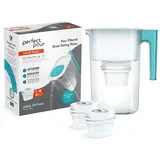 Aqua Optima Perfect Pour Wasserfilterkanne & 3 x 30 Tage Evolve+ Wasserfilterkartusche, 3,6 Liter Fassungsvermögen, zur Reduzierung von Mikroplastik, Chlor, Kalk und Verunreinigungen, Teal