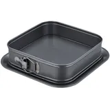 Relaxdays Springform eckig, 24 x 24 cm, mit Auslaufschutz, Stahl, antihaftbeschichtete Backform, Kuchenform, anthrazit