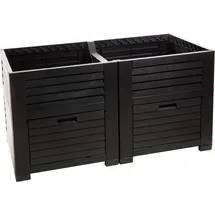 Sustania Hochbeet Garten XL, Hochbeet Kunststoff in Holzoptik, mit Zwei Staufächern, 150x76x78 cm, ca. 400 Liter, Farbe: anthrazit, Made in EU