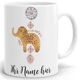 Drucksaal Namenstasse-Tasse-Becher-Kaffeetasse-mit Name-mit Namen individuell und persönlich Motiv Elephant