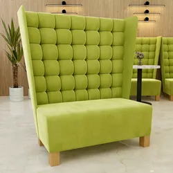 Gastro Sitzbank | Ohrenbank | hellgrüner Samtstoff | 150 cm breit |