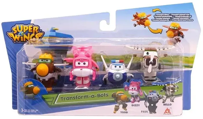 Super Wings Transform-a-Bots Todd, Dizzy, Paul & Bello