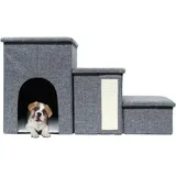 Intirilife Faltbare Hundetreppe 3 Stufen Grau onesize