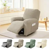 BOUFEIDA 4-Teilig Relaxsessel Sesselbezug Stretchhusse, All-Inclusive Sesselbezug mit Taschen, Sesselschoner für Fernsehsessel und Relaxsessel, Anti-Rutsch High Stretch Mit Elastischem Boden