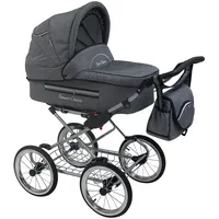 Tanario Retro Kinderwagen: Klassisches Design & Moderne Funktionen Grey Jeans L-1 3in1 mit Babyschale
