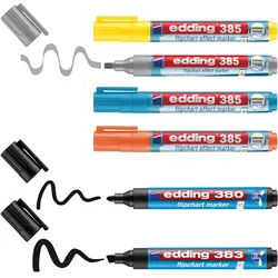 EDDING 385 Flipchartmarker schwarz, schwarz, gelb, orange, hellblau, silbergrau,