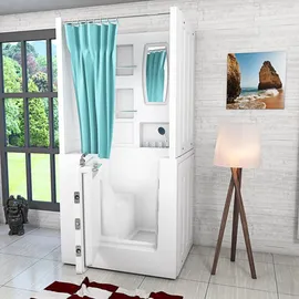 AcquaVapore Seniorendusche und Sitzwanne Kombination Wanne mit Tür 100 x 78 x 205 cm (S02D-TH-B-L)