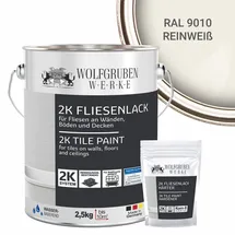 WO-WE Fliesenlack 2K Fliesenfarbe für Küche und Badezimmer 2,5 kg reinweiß