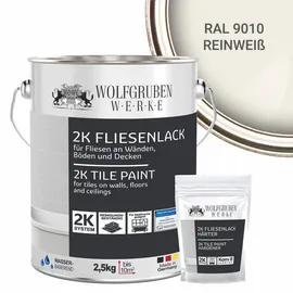 WO-WE Fliesenlack 2K Fliesenfarbe für Küche und Badezimmer 2,5 kg reinweiß