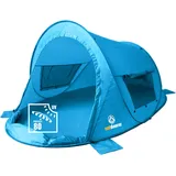 Pop Up Strandmuschel Zack Premium Family Blau - Großes Strandzelt