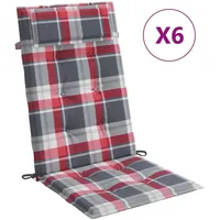 VidaXL Hochlehner-Auflagen 6 Stk. Rot Karomuster Oxford-Gewebe