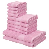 my home Handtuch Set Melli, Duschtücher, Handtücher, Gästetücher, (Set, 10-tlg), Handtuchset in dezenten Farben, 100% Baumwoll-Handtücher rosa
