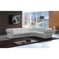 Xlmoebel Ecksofa Ledersofa Ecksofa Chesterfield Polster 100% Leder Sofort, 3 Teile, Made in Europa weiß