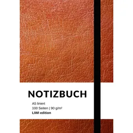 LIWI Literatur- und Wissenschaftsverlag Notizbuch A5 liniert - 100 Seiten 90g/m2 - Soft Cover braun
