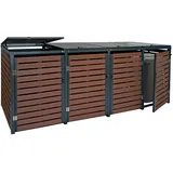 MCW Mülltonnenverkleidung K14 4er Walnuss-Holzoptik 119x264x84cm