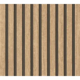A.S. Création Holzpaneele selbstklebend 0,52 x 2,5 m 3D Tapete Beige/Braun 34193