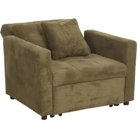 Mendler Schlafsessel HWC-L90 Cord 100 x 86 x 200 cm Grün mit Kissen