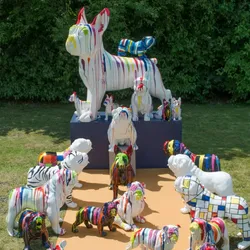 Bulldogge USA Trash weiß 43 cm - Mehrfarbig Anderes Amadeus-Harz 28x58 cm
