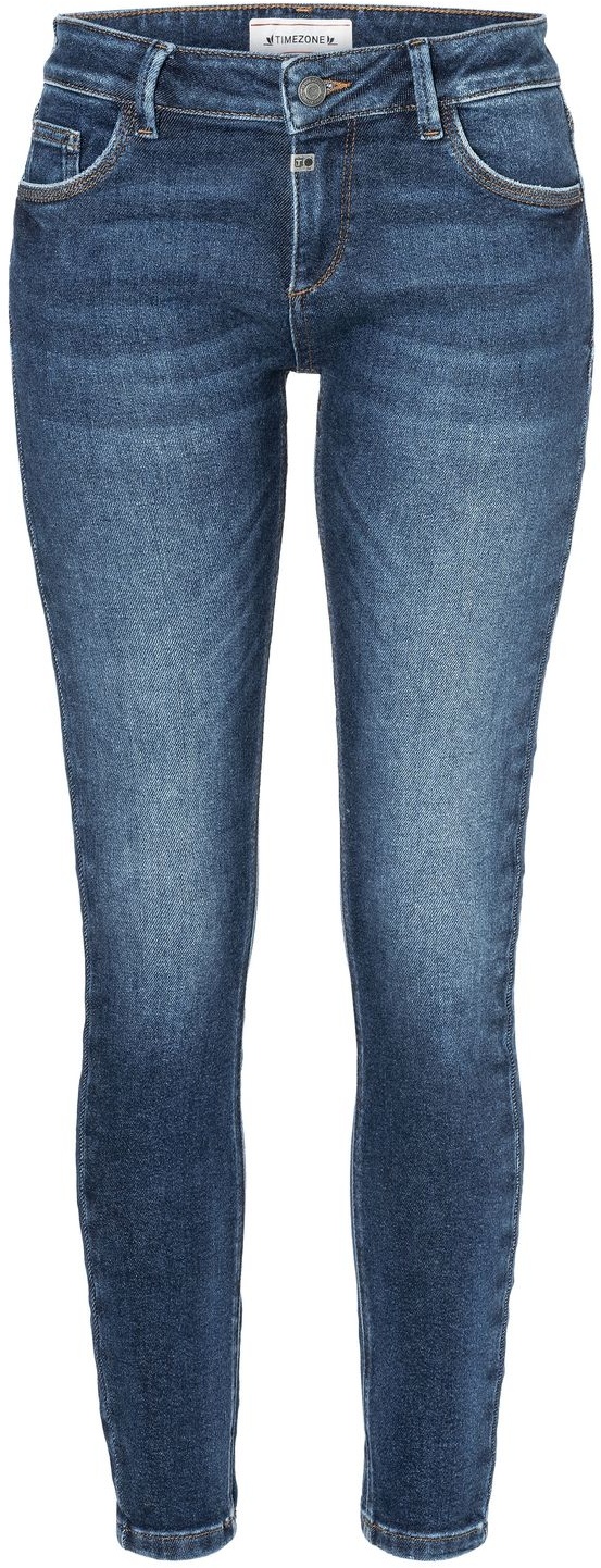 TIMEZONE Damen Jeans Tight AleenaTZ Tight Fit Balanced Blau Wash 3492 Normaler Bund Reißverschluss W 27 L 32