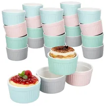 Mambocat 24er Set Emilia Soufflé Förmchen Porzellan 125ml rosa mint blau grau Auflaufform