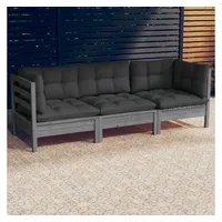 vidaXL 3-Sitzer-Gartensofa grau