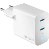 Forever GaN PD, QC Ladegerät 2x USB-C weiß