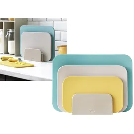 Rosti Choptima Schneidebrett Set mit Halter/Ständer, Küchenbrett, Brotschneidebrett & Servierbrett, 3er-Set, Hygienisch, Spülmaschinenfest, aus Kunststoff, Ocean