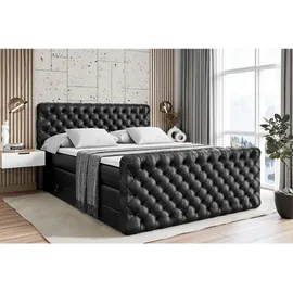 altdecor Boxspringbett Schwarz Hochglanz, Holzwerkstoff, Höhe ca. 20 cm 140x200 cm, Schlafzimmer, Betten, Boxspringbetten