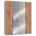 Level 200 x 236 x 58 cm Plankeneiche Nachbildung/weiß mit Spiegeltüren