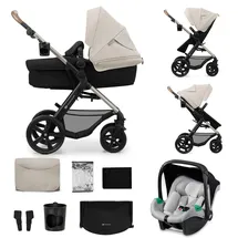 Kinderkraft MOOV 2 3-in-1 Moonlight Grey, Kinderwagen 3 in 1 Kinderwagenset bis 22 kg mit EVA-Rädern
