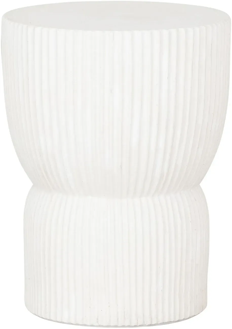 Hocker Fluted aus Faserzement, modern rundes Design, weiß, Ø 30 cm, für Indoor