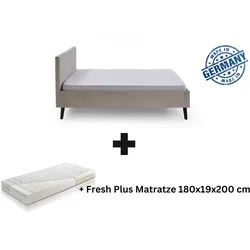 Polsterbett 180 x 200 Viola Bettgestell mit Kopfteil Beige