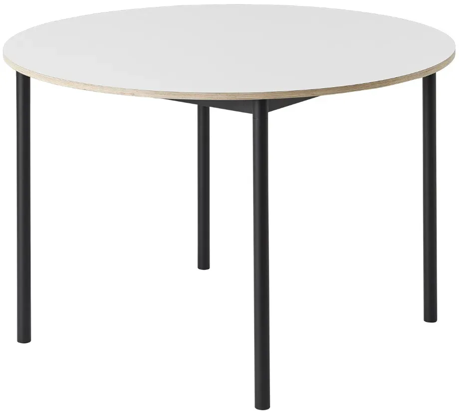 Muuto Base Tisch rund, Ø 110 cm, weiß laminat / schwarz