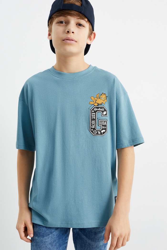 Garfield-Kurzarmshirt, Blau, 146