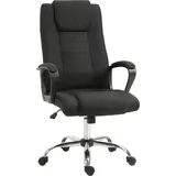 aosom Vinsetto Bürostuhl Computerstuhl mit Wippenfunktion Kopfstütze ergonomischer Schreibtischstuhl höhenverstellbar, Leinen-Touch Schwarz, 62 x