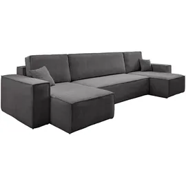 venasi Ecksofa U-Form mit Schlaffunktion und Bettkasten 3-Sitzer Grau
