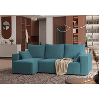 4ALLHOME Ecksofa mit Schlaffunktion TOBI, Couch, Sofa mit Bettkasten, Eckcouch, L-Form Velo 631 Ocean - Türkis