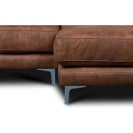 Konsimo Linke Ecksofa zeitloses Desig hohe Beine "HOLCO", Braun, Öko-Leder/Schaum, Elegant, 264x82x162 cm