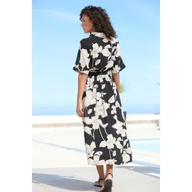 VIVANCE Hemdblusenkleid Schwarz/Sand Blumen 40