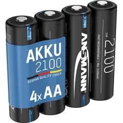 Akku Mignon AA, 2100 mAh 1,2V, 4 Stück,  geringe Selbstentladung EINHEITSGRÖSSE