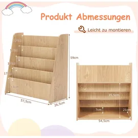 Costway Kinderregal 4 Tier 57,5 x 26,5 x 59 cm Holz natur beige