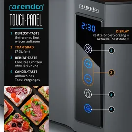 Arendo Toaster Kurzschlitz Grau