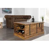 Licht-Erlebnisse Sideboard KOURO, Couchtisch mit Weinregal Truhe Holz massiv 100 cm Wohnzimmer beige