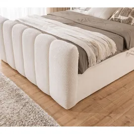 Fun Möbel Boxspringbett Schlafzimmerbett DENIS PREMIUM 160x200cm Stoff Catch Me Sand