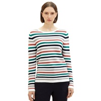 Tom Tailor Damen Basic Strickpullover Gestreifter Rundhals Sweater Baumwolle OTTOMAN | XS