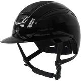 Covalliero Reithelm Elite Polo, Damen, Kinder, stoßfest, mit Poloschirm, mit Belüftung, mit Disc-System, lackschwarz, 59-61cm