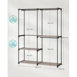 Songmics Garderobenständer offen 138 x 43 x 182 cm Braun
