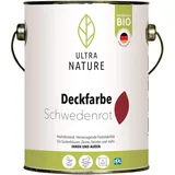 ULTRA NATURE Deckfarbe für Innen und Außen, 2,5L, Schwedenrot, Vegan, Bio, Lösemittelfrei, UV-Schutz, Wetterschutz